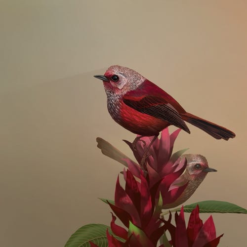  Pink-headed  Warbler painting