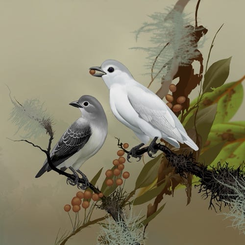 Snowy Cotinga painting